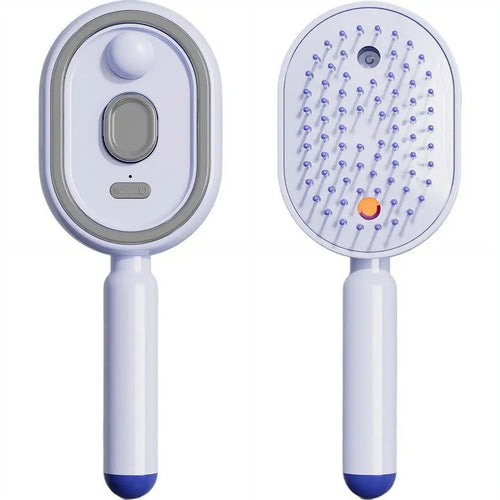  Peine masajeador eléctrico con cojines de aire y pulverizador, 3 en 1, autolimpiante, con vapor, cepillo para aceites esenciales y masajeador de cuero cabelludo recargable