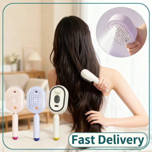  Peine masajeador eléctrico con cojines de aire y pulverizador, 3 en 1, autolimpiante, con vapor, cepillo para aceites esenciales y masajeador de cuero cabelludo recargable