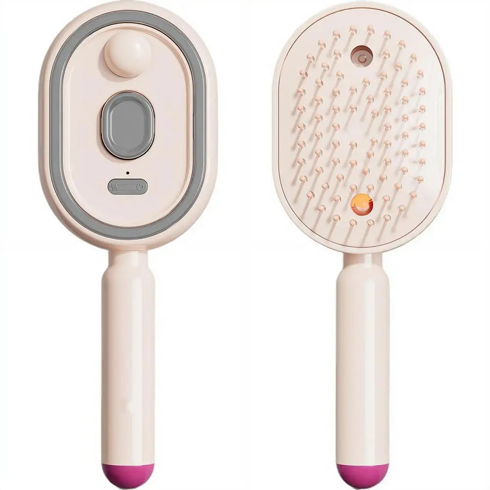  Peine masajeador eléctrico con cojines de aire y pulverizador, 3 en 1, autolimpiante, con vapor, cepillo para aceites esenciales y masajeador de cuero cabelludo recargable